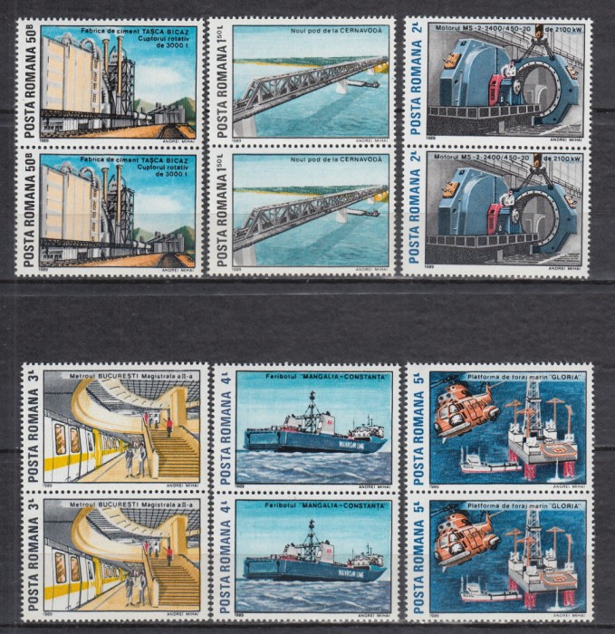 ROMANIA 1989 LP 1217 INDUSTRIE ROMANEASCA PERECHE SERII MNH