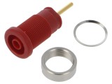 Conector banană 4mm roșie aurit Hirschmann T&amp;M 24A 1kV lipit 36mm