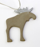 Cumpara ieftin Decoratiune Craciun - Ceramic Elk on String, greyish brown/silver 8x8cm | Drescher