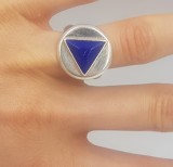 Deosebit inel vintage manufacturat din argint si lapis lazuli, 46 - 56