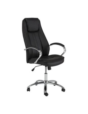 Scaun directorial SL Q036, Piele ecologica, Cadru Metalic, Inaltime ajustabila, 100 kg, Negru foto