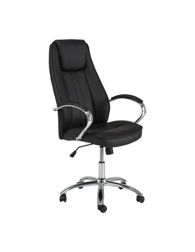 Scaun directorial SL Q036, Piele ecologica, Cadru Metalic, Inaltime ajustabila, 100 kg, Negru