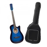 Cumpara ieftin Chitara Clasica IdeallStore 4/4 Albastra, 95cm, Cutaway, Husa Inclusa, Lemn Tei, Incepatori, Adulti, 6 Corzi Otel