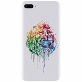 Husa silicon pentru Apple Iphone 8 Plus, Paint Illustration Lion Head