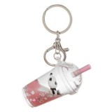 Breloc Pahar Milkshake Roz cu Confetti Argintiu și Panda, 7.5cm, CMCLASS