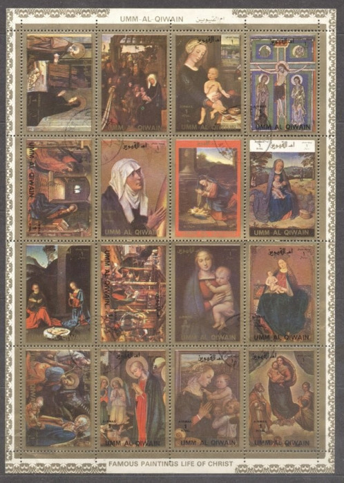Umm al Qiwain 1972 Paintings, Religion, perf. sheetlet, used M.217