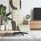 VidaXL Fotoliu rabatabil cu suport de picioare, crem, piele ecologică