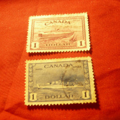 2Timbre Canada 1946 - Nave ,val.1$roz si 1$ albastru stampilate