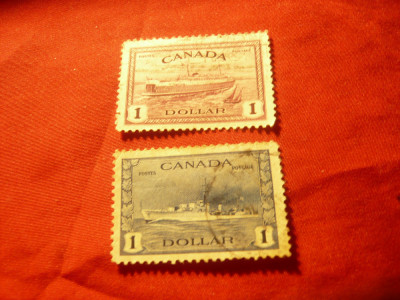 2Timbre Canada 1946 - Nave ,val.1$roz si 1$ albastru stampilate foto