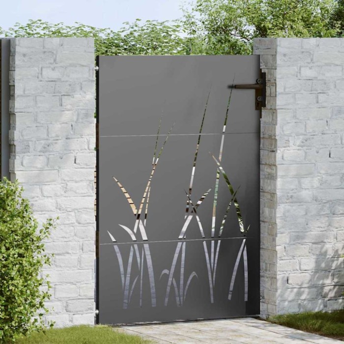 vidaXL Poartă de grădină Negru 85 x 125 cm Oțel vopsit &icirc;n pulbere 42015865