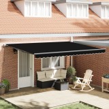 Marchiza manuală retractabilă vidaXL Neagră 450x350 cm