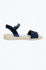 Sandale de piele naturala cu catarama fete Brantano 35, 12-18 luni, Talpa picior: 22 cm, Albastru inchis, 35 EU foto