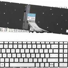 Tastatura Laptop, HP, 15-DW, 15T-DW, 15S-DU, 15S-DY, TPN-C139, iluminata, argintie, layout US