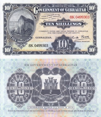 GIBRALTAR 10 shillings 2018 COMEMORATIVA UNC!!! foto