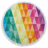 Cumpara ieftin Prosop de plaja Multicolor Triangles, Oyo Concept, &Oslash;150 cm, policoton, multicolor