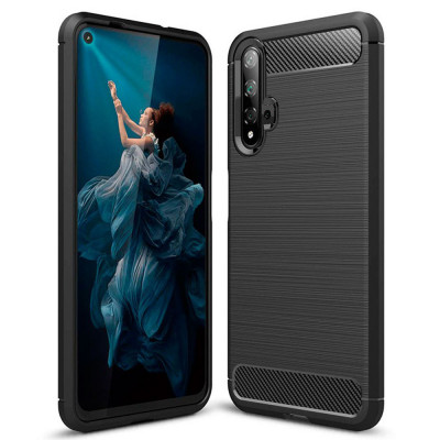 Husa pentru Huawei Nova 5T / Honor 20 - Techsuit Carbon Silicone - Black foto