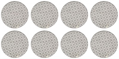 Set farfurii 8 piese, Portelan, Bej cu Model Negru, diametru 26.5 cm foto