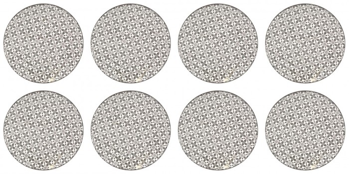 Set farfurii 8 piese, Portelan, Bej cu Model Negru, diametru 26.5 cm