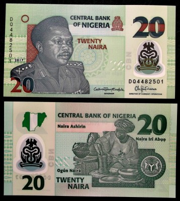 Nigeria 20 Naira 2017 polimer UNC necirculata ** foto