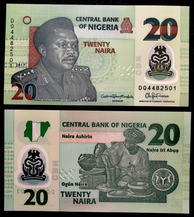 Nigeria 20 Naira 2017 polimer UNC necirculata **