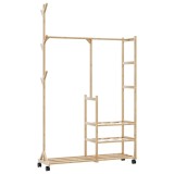 Suport pentru haine cu rafturi si roti 100x38x175,5 cm bambus