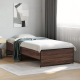 Cumpara ieftin Cadru de pat, stejar maro, 90x200 cm, lemn prelucrat și metal