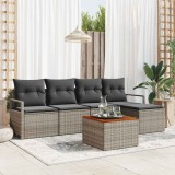 VidaXL Set canapea de grădină 6 pcs Gri Mare Rattan poli, lemn