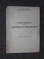 CONSIDERATII ASUPRA GEOGRADIEI SI DIVIZIUNILOR EI - VINTILA MIHAILESCU foto