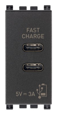 Priza USB tip C dubla 5V 3A 1M Vimar Arke gri antracit 19292.CC foto