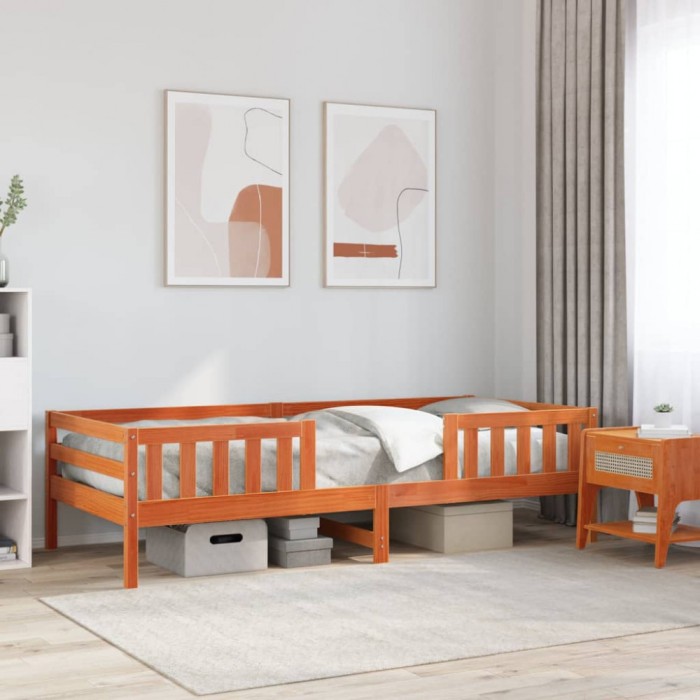 vidaXL Cadru de pat fără saltea maro ceruit 80x200 cm lemn masiv pin 846978