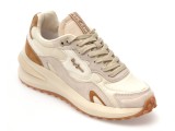 Pantofi sport PEPE JEANS bej, LS60035, din material textil si piele naturala