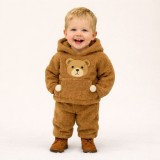 Cumpara ieftin Set pufos hanorac si pantaloni Welsoft - Maro (Marime Disponibila: 4-5 ani)