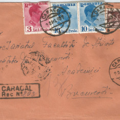 Romania, plic recomandat, circulat intern, 1937