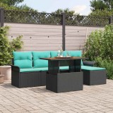 vidaXL Set de canapele pentru grădină 6 pcs Negru Rattan poli 3358062