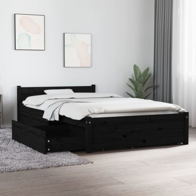vidaXL Cadru de pat cu sertare, negru, 90x200 cm 3103487 foto