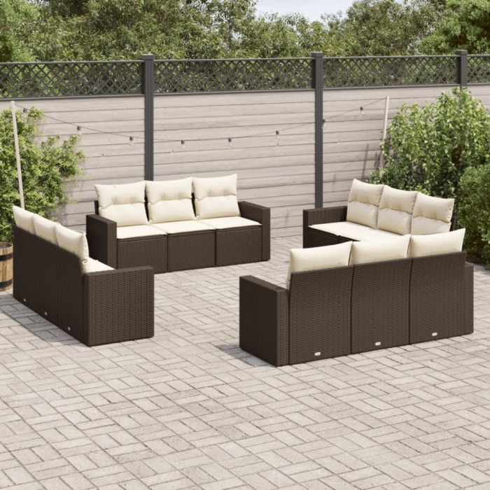 Gossi set canapele de gradina cu perne, 12 piese, maro, poliratan
