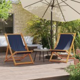 Scaune de plajă pliante, 2 buc., albastru, material textil