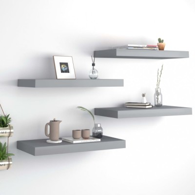 vidaXL Rafturi de perete suspendate, 4 buc., gri, 50x23x3,8 cm, MDF 323852 foto