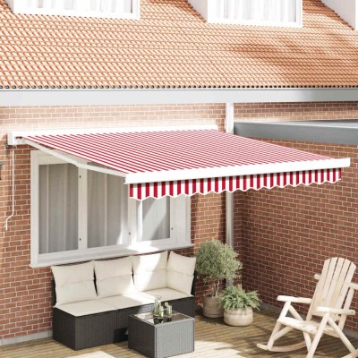 vidaXL Cortina Retractabilă Manual Roșu și alb 350 x 250 cm foto