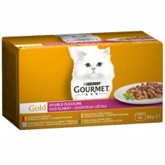 Purina Gold, hrana umeda pentru pisici, vita si pui, 4 x 85 g