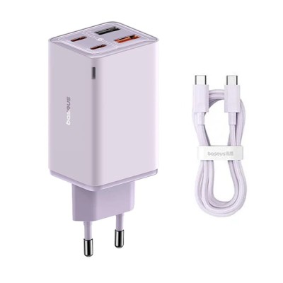 Incarcator priza GaN USB Type-C + cablu Type-C Baseus, 65W, P10162701533-00 foto