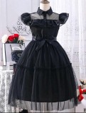 Cumpara ieftin Rochie/ rochita noua Wednesday Addams copii 7-8 ani -costum Halloween