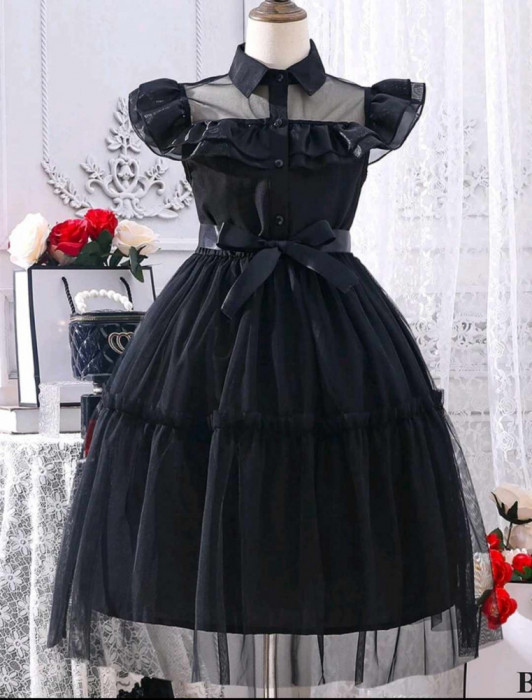 Rochie/ rochita noua Wednesday Addams copii 10 ani -costum Halloween