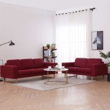 vidaXL Set de canapele, 2 piese, bordo, material textil