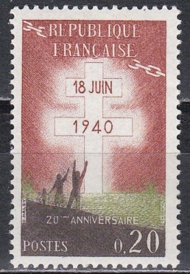 Franta 1960 - A 20-a aniversare a apelului lui De Gaule, MNH foto