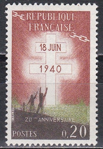 Franta 1960 - A 20-a aniversare a apelului lui De Gaule, MNH