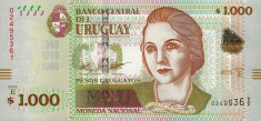 URUGUAY ? bancnota ? 1000 Pesos Uruguayos ? 2015 ? P-98 ? UNC ? necirculata foto