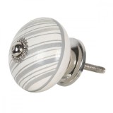 Cumpara ieftin Buton mobila din fier si ceramica gri alba &Oslash; 4 cm