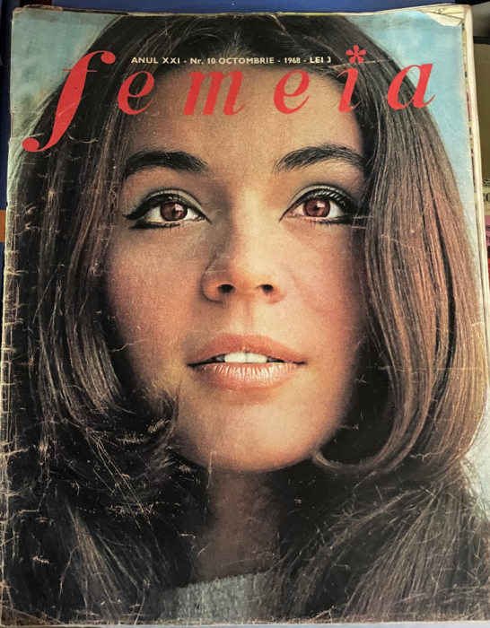 Revista Femeia nr. 10 / 1968 cu coperta verso semnătura și foto Florin Piersic