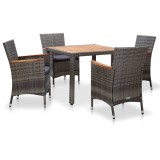 Gossi set mobilier de gradina cu perne, 5 piese, gri, poliratan